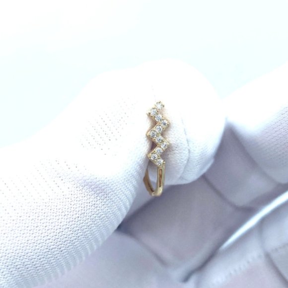 CZ ZigZag 24 KT Gold Plated Nose Cuff Fake Nose Rings No Piercing Jewelry - Picture 4 of 5